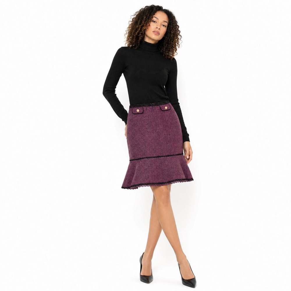 Vtg Y2K Willi Smith Women Skirt Purple 12 Tweed Academia Whimsigoth Coquette‎